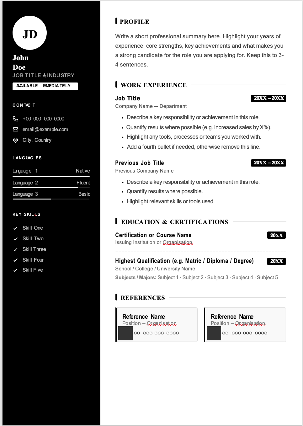 Minimalist Professional Word Resume Template
